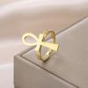 Lemegeton Ankh Cross Rings Adjustable Open Ring Men Women Good Luck Amulet Stainless Steel Ancient Egyptian Jewelry