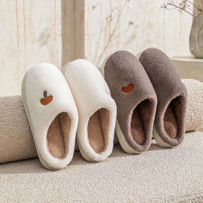Embroidered mushroom cotton shoes autumn and winter casual hair mop indoor home couple velvet warm cotton slippers