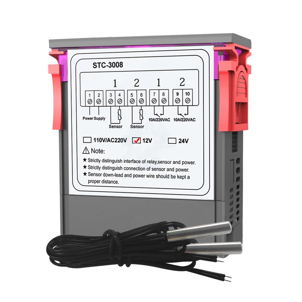 Dual Digital Display Thermostat Temperature Regulator Temperature