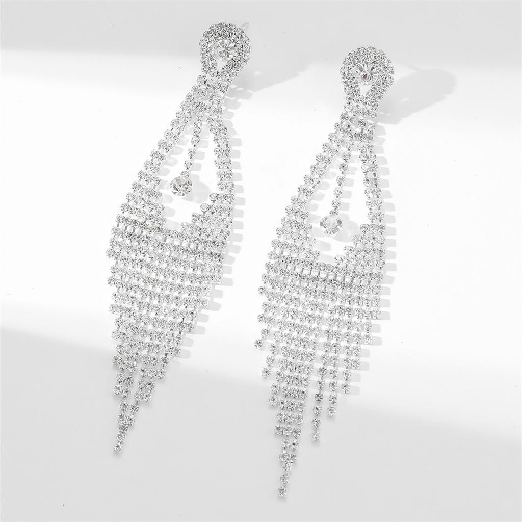 Luxury super flash full diamond long fringed earrings for women