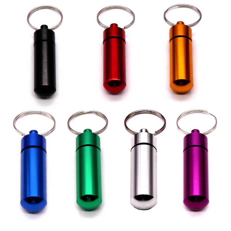 1PCS Colorful Baby Aluminum Pill Box Medicine Case Container Bottle Holder Keychain Outdoor Pill Case Pillbox Portable