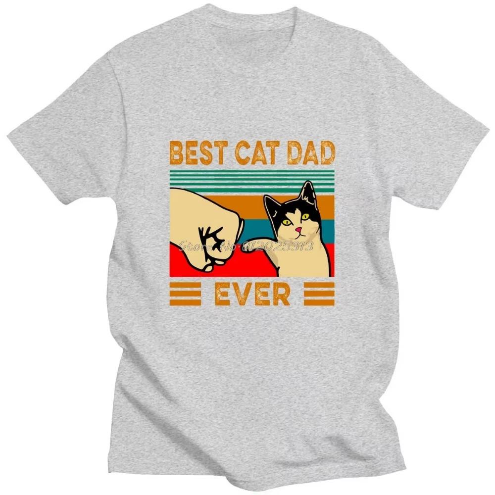 Mens Premium Tshirts Best Cat Dad Ever Paw Fist Bump Fit Vintage Cotton High Quality Black Casual Korean Fashion New Tshirt Tops