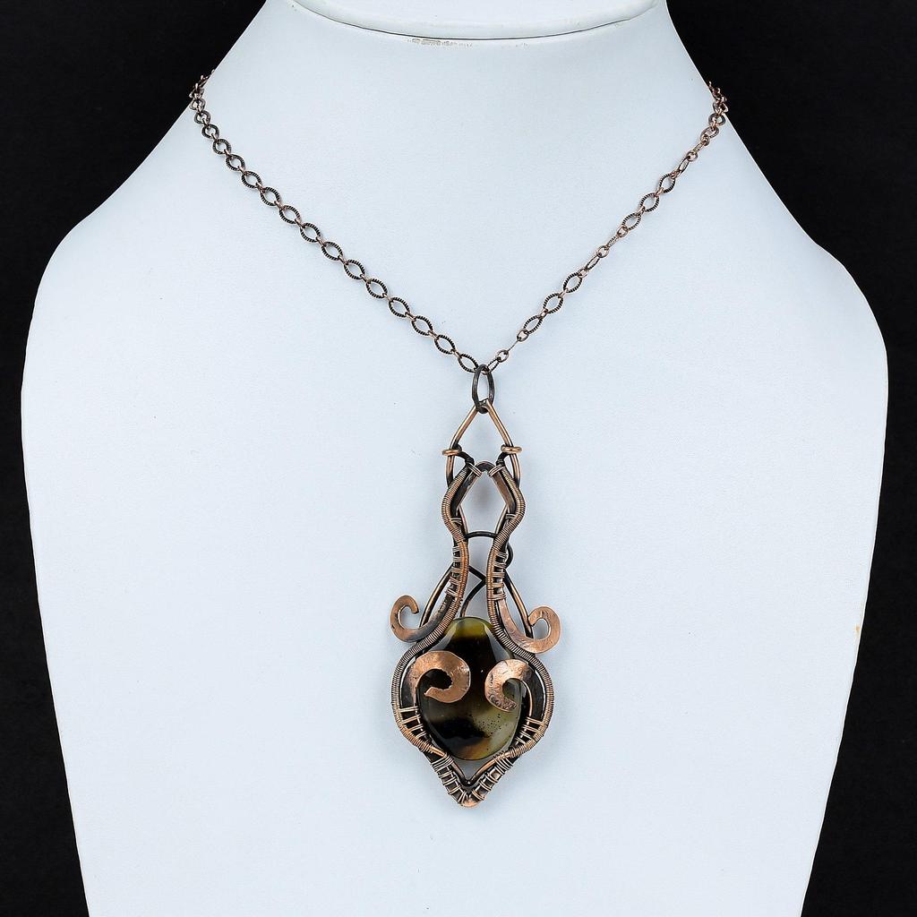 Montana Agate Pendant Copper Wire Wrapped Pendant Handmade Jewelry Stylish Pendant Gemstone Pendant Copper Wire Wrap Jewelry Gift For Women