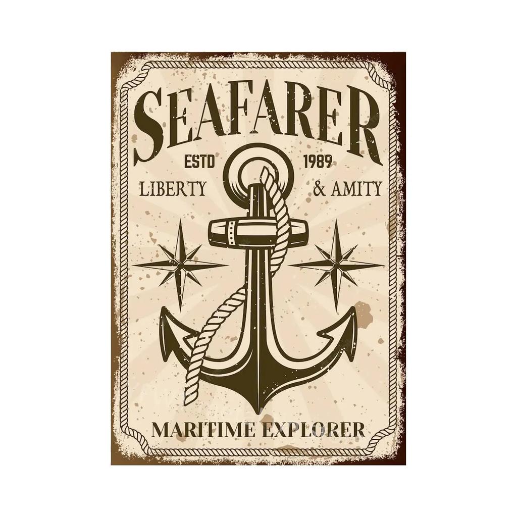 1pc Anchor Navigation Tin Sign Metal Signs Vintage Nautical Dream Art for Beach Beach House Seaside Man Cave Wall Decoration