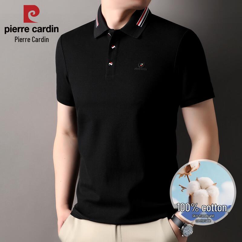 Pierre Cardin Men s 100% Cotton Casual Short Sleeve Polo Shirt 4XL чёрный