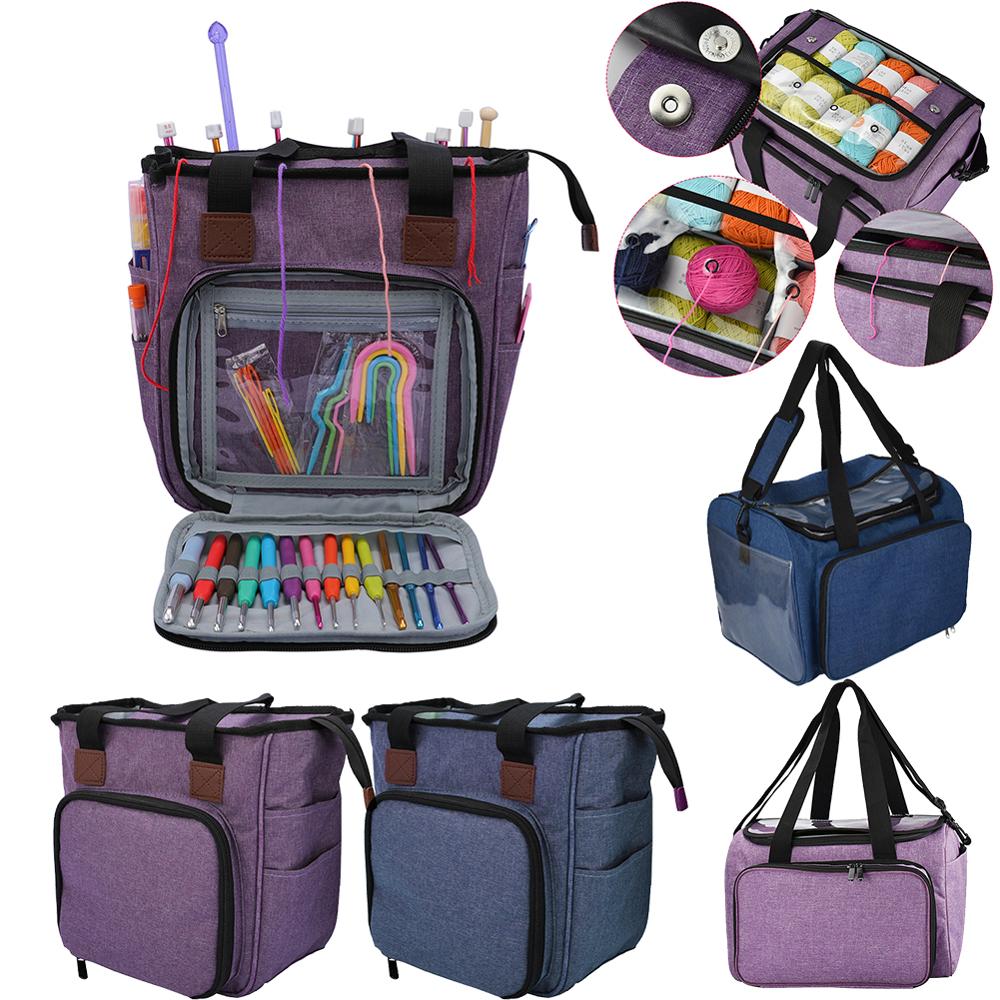 Portable Knitting Bag Wool Yarn Crochet Hooks Storage Bags Sewing Needles Organizer Sewing Knitting Storage Bag Pouch