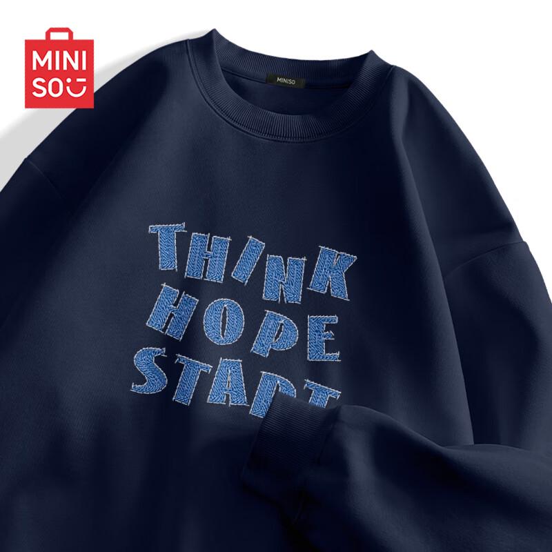 

MINISO Men s Letter Print Crew Neck Pullover Sweatshirt 5XL
