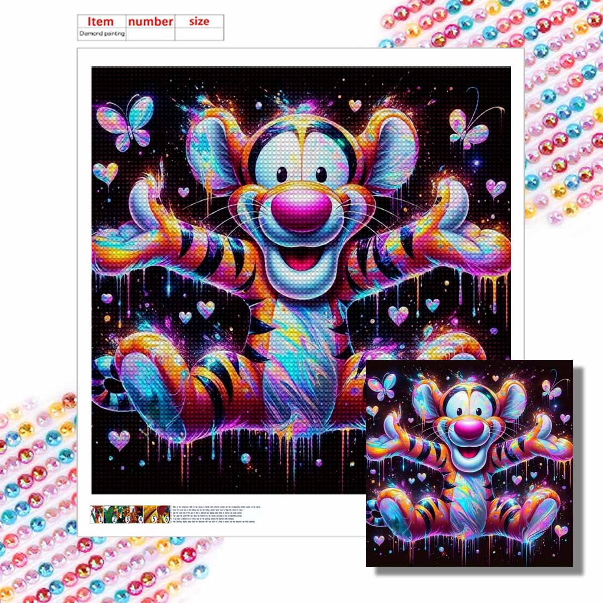 

Полная круглая алмазная живопись Счастливый Тигра Искусство Стразы Картина Мозаика Сделай сам 5D Вышивка крестом Домашнее украшение Round 30x30cm