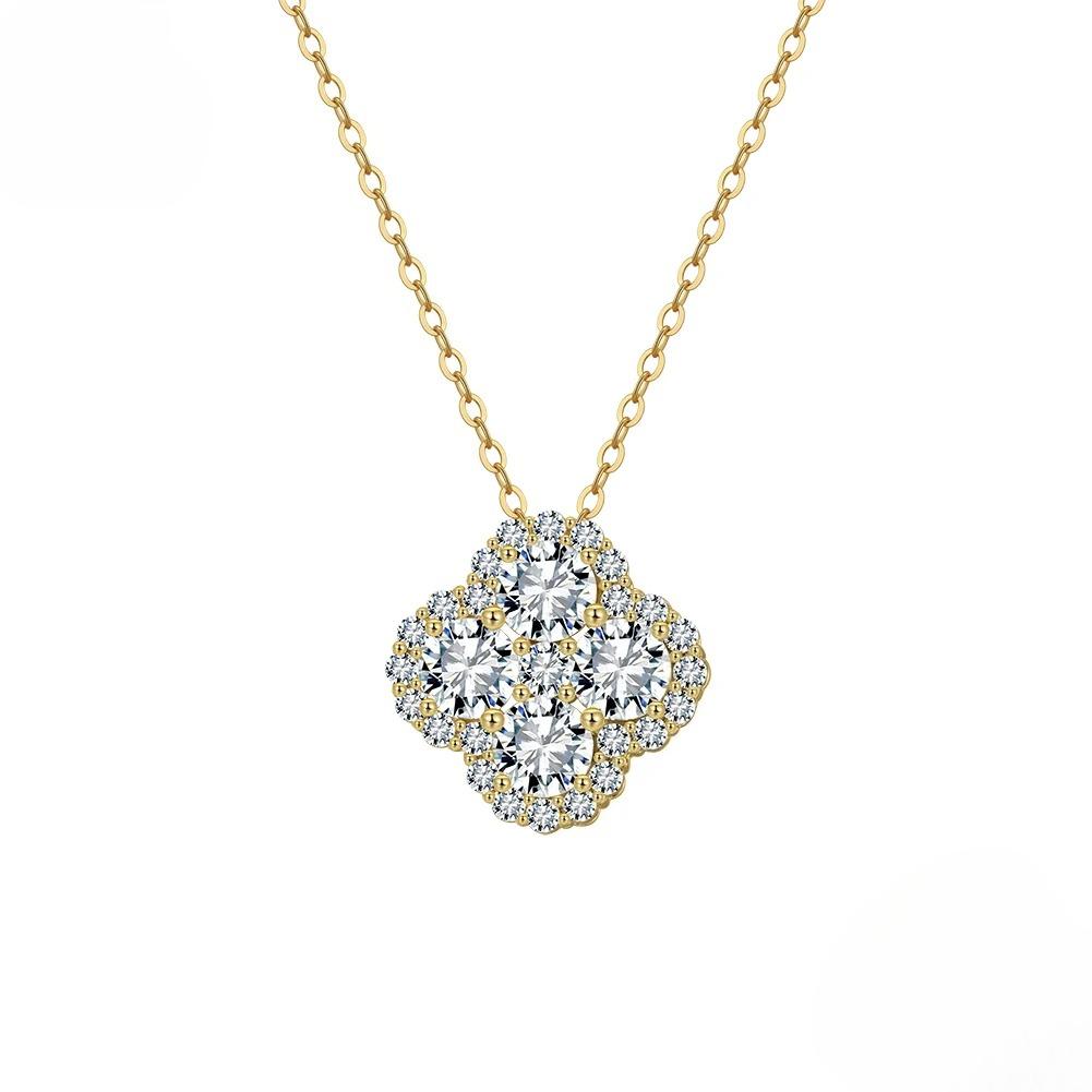 

Exquisite 925 Sterling Silver Four-leaf Clover 8A Premium Zirconia Pendant Necklace for Women Wedding Jewelry