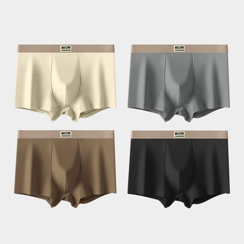 MiiOW 4Pcs Men's Underwear Graphene Antibacterial Underwear Soft and Comfortable Cotton Underwear Ice Silk Flat Corner Underwear L-5XL