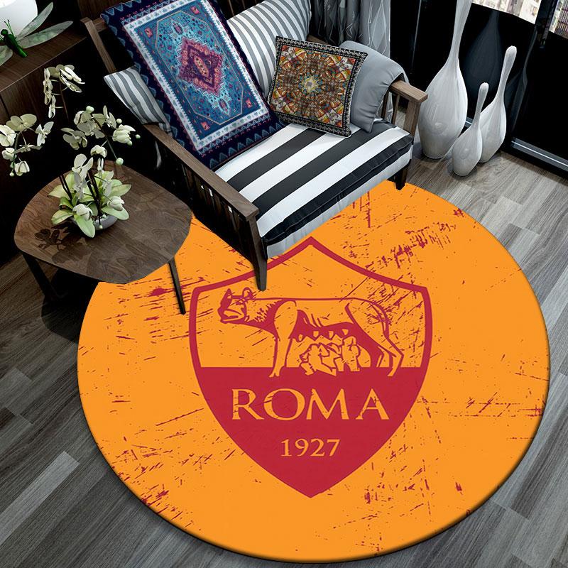Associazione Sportiva Roma2,Round Area Rug,Carpet Rug for Living Room Bedroom Sofa Playroom Decor,Non-slip Floor Mat