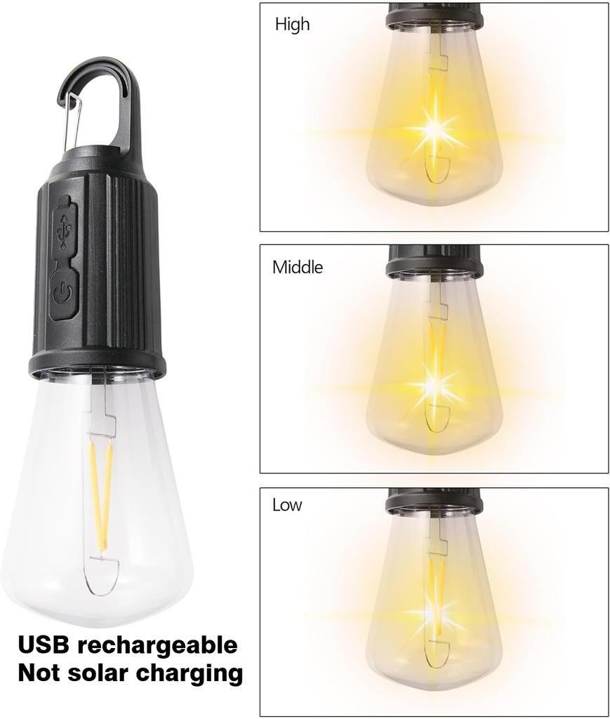 Solar Powered LED Camping Lamp USB Charging LED Lighting Lantern Waterproof Portable Handheld Lamp 100LM for Outdoor BBQ Camping