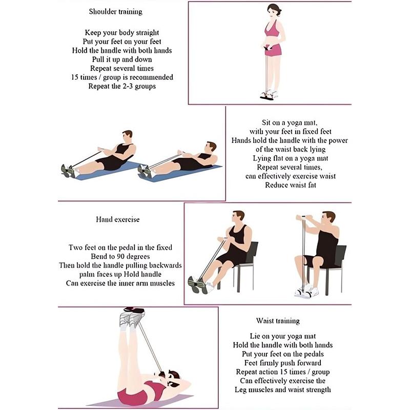 Benzi de Rezistență Fitness-6 Tuburi Pedală Tracțiune Gleznă 2025 Upgrade Benzi Elastice Pentru Exerciții Sit Up