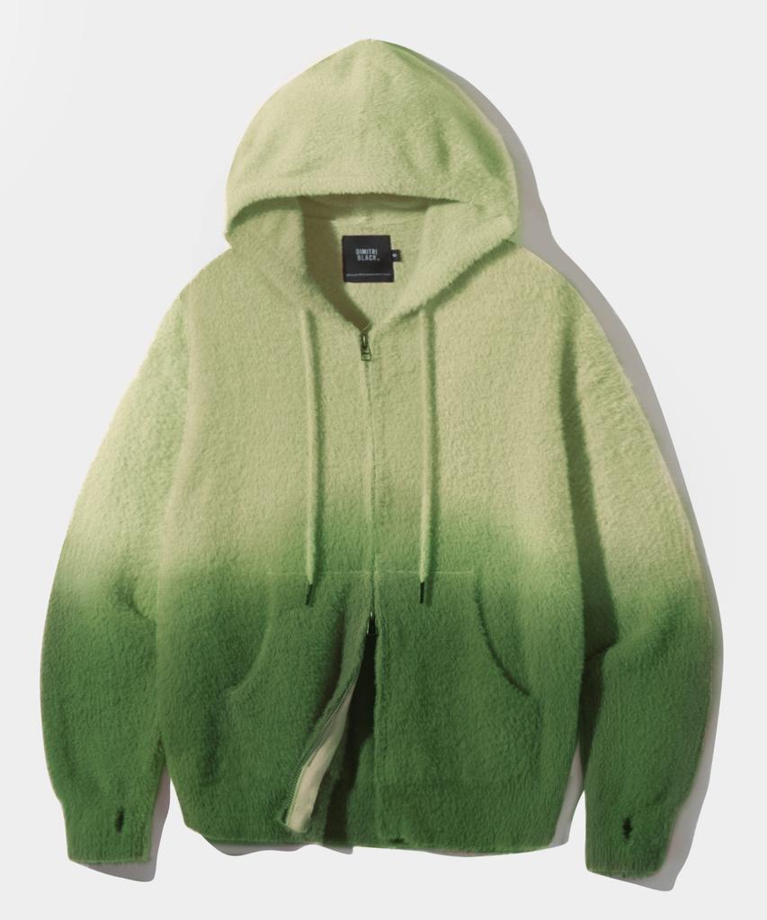 Dimiteulibeullaeg 2Way Essential Gradient Hairy Zip-Up Hoodie_Green