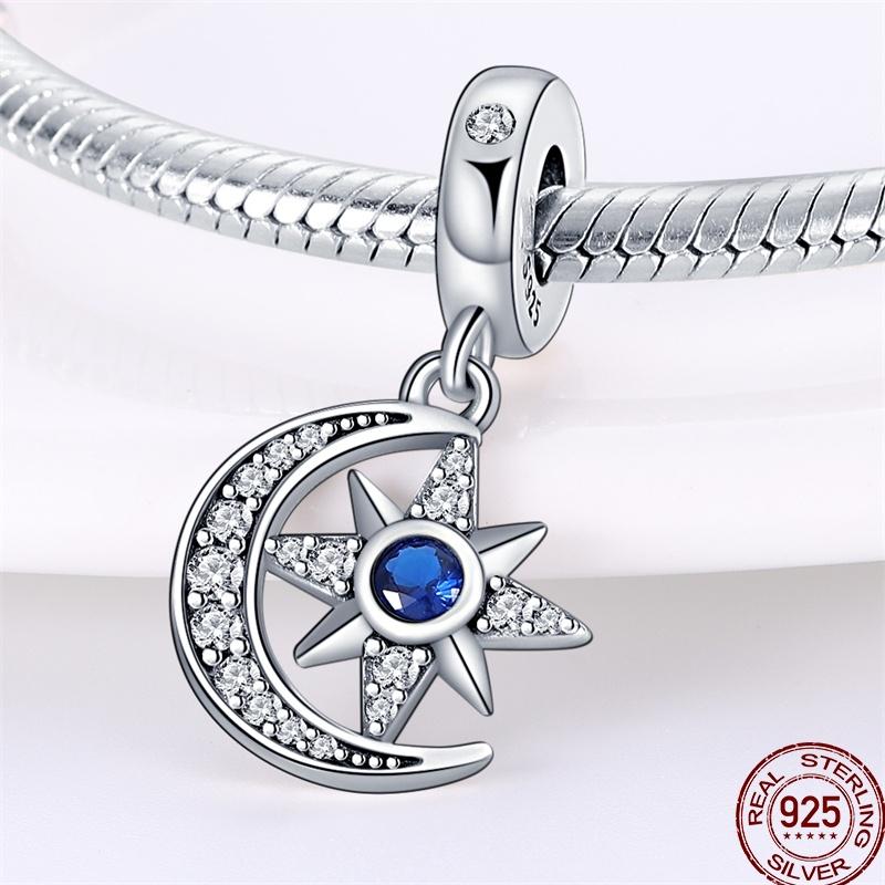 Copper Blue Mountains Airplane Stars Moon Blessing Charm Beads Suitable For 3Mm Original Bracelet Diy