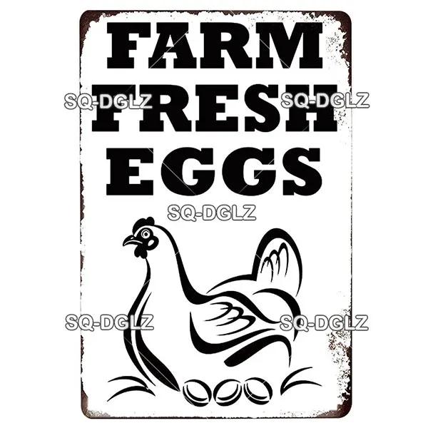 Chicken Zone Metal Sign Vintage Metal Plaque Plates Decor For Pub Bar Garden Wall Decor Tin Signs Fresh Eggs Poster