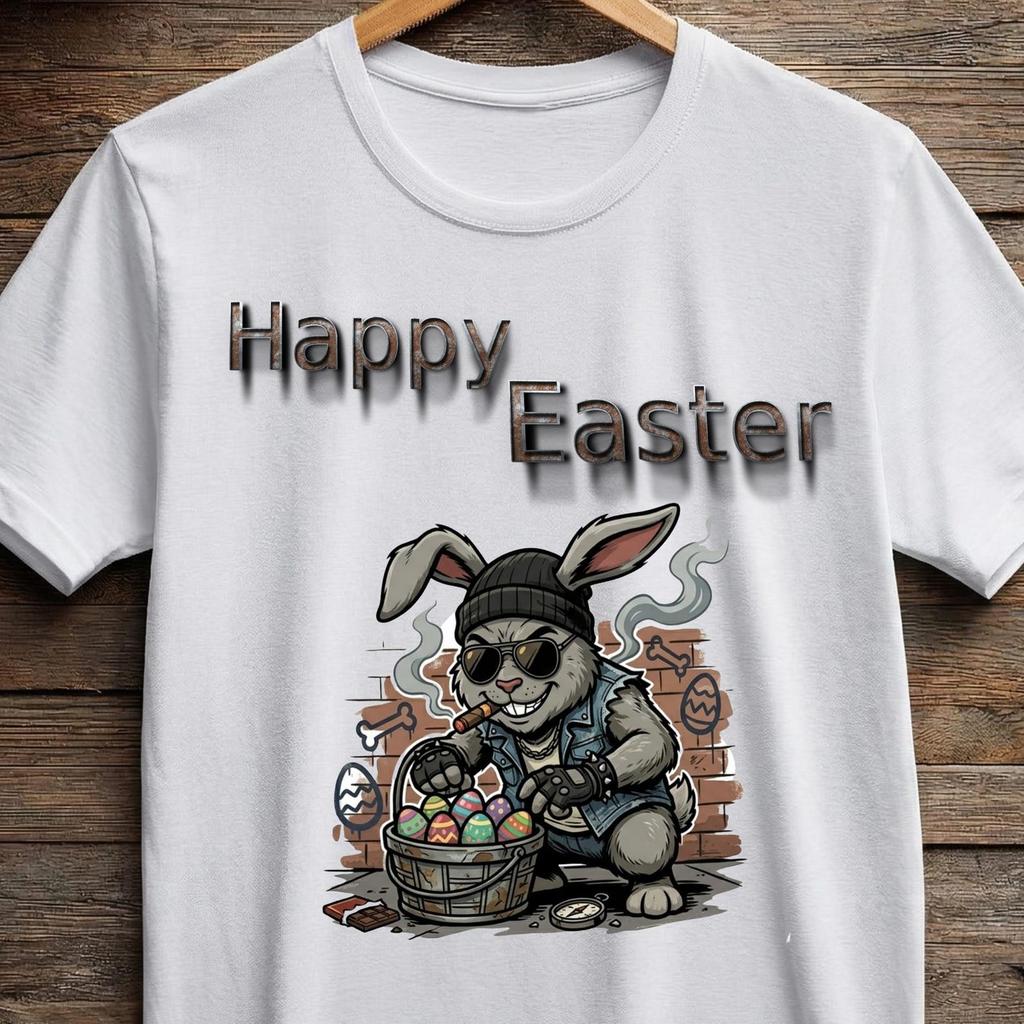 Creepy Bunny Easter Illustration T-Shirt | Happy Easter Graphic Tee