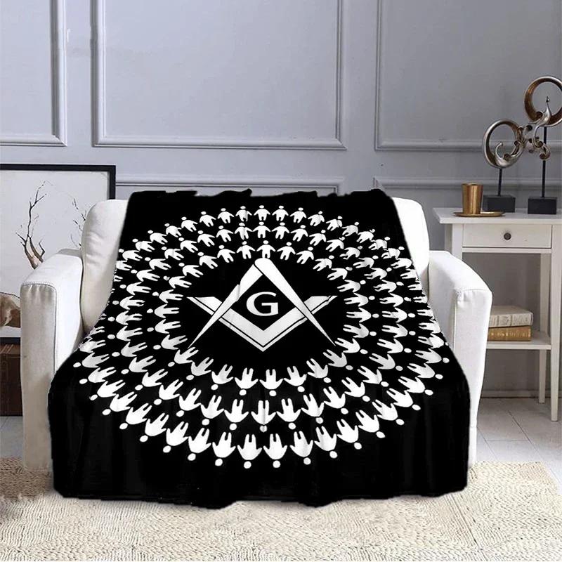 Fashion Masonic Portable Sofa Throw Blanket Freemason Flannel Warm Four Seasons Camping Blanket Freemasonry Multi Size Blankets