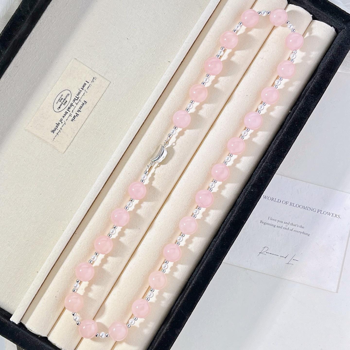 12Mm Large Granular Powder Crystal Artificial Crystal Pearl Design Sweater Chain Necklace