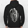 Men's Grim Reaper with Scythe Graphic Hoodie - Cotton Blend Black Long Sleeve Pullover Regular Fit | Soft & Breathable Fabric