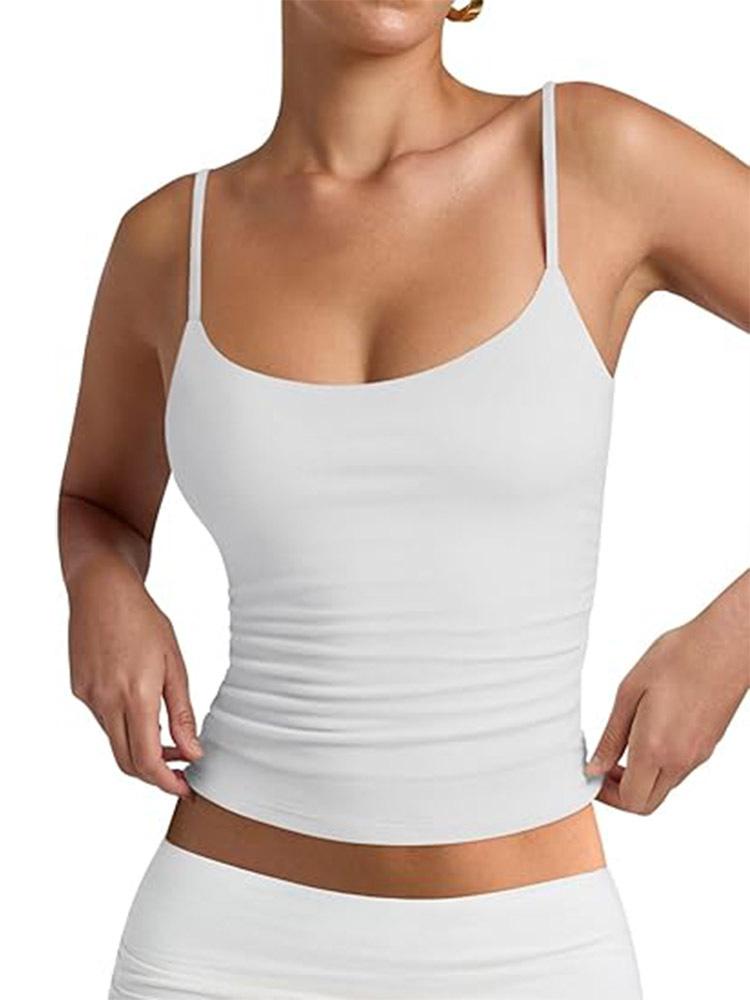 

Женские летние майки с двойной подкладкой для выхода на улицу для девочек-подростков без рукавов с открытой спиной 2025 г., регулируемые по размеру S белый