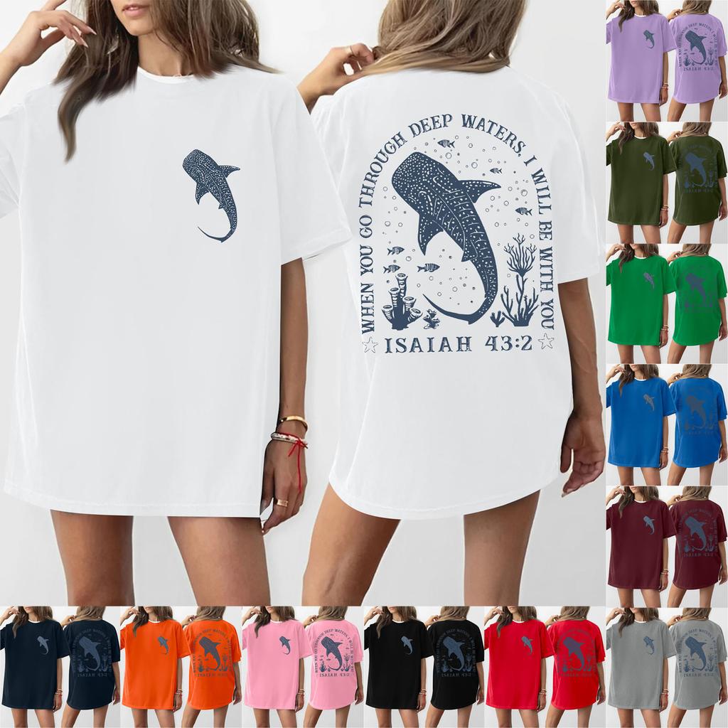 Women's Round Neck Printed Short-sleeved T-shirt Top