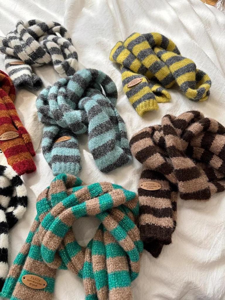 Koreanischer Y2K Colorblock Wollmischschal - Vielseitig & Stilvoll für Damen