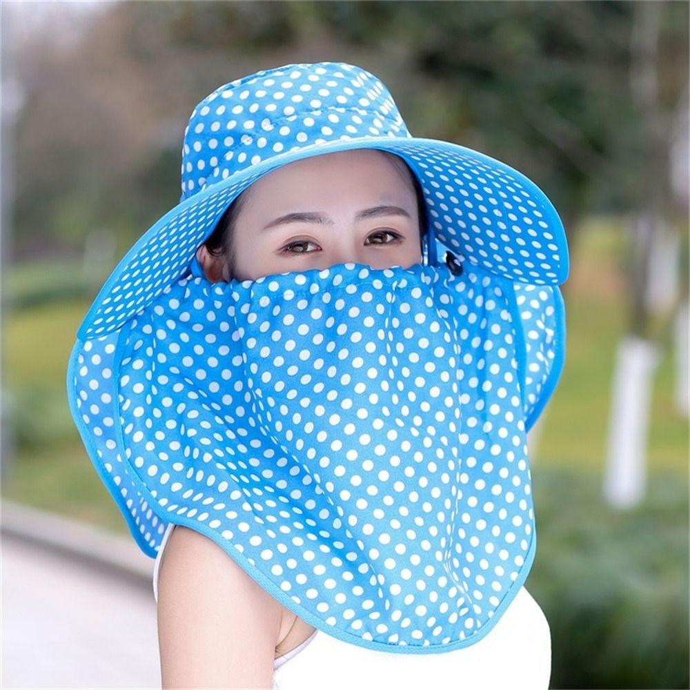 Wide Brim Beach Cap Face And Neck Sun Hat Fashion Tea Picking Cap  Women's