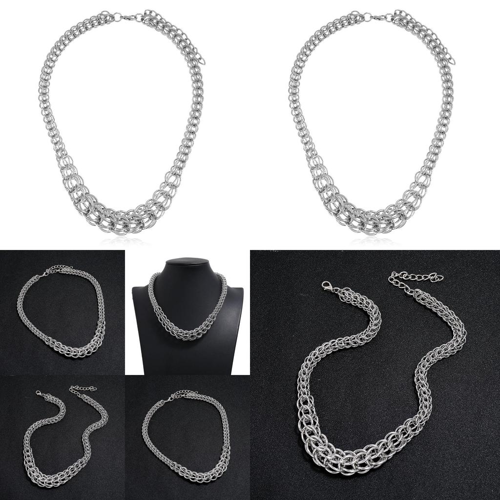 Summer Retro Steel Snake Chain Necklace With Multilayer Design For Artistic Fashion Enthusiasts