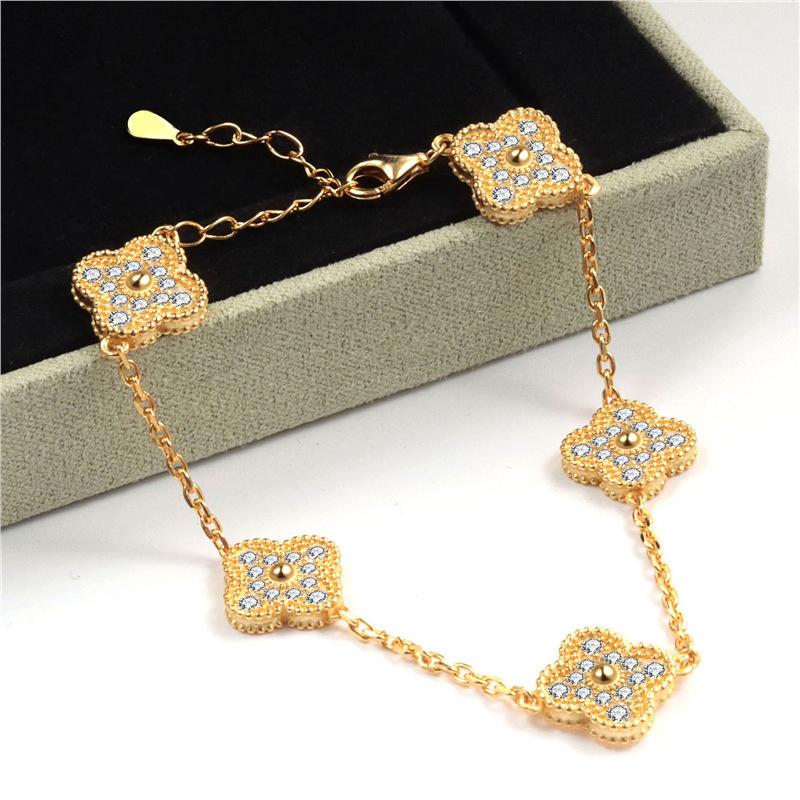 

Браслет «Счастливый пятицветный четырехлистный клевер» для мужчин и женщин, 18K, агат, перламутр, Seiko, высококачественный браслет