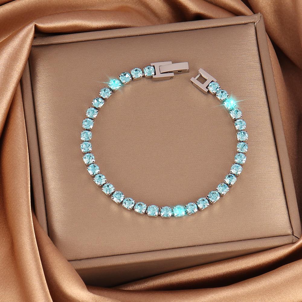 316L 4mm Stainless Steel Bracelet For Women Men's Hip Hop Tennis Chain Bracelets Luxury Color Crystal Zircon Bracelet Jewelry