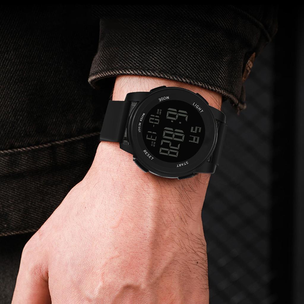Digital Sports Watch Glass Waterproof Luminous Backlight Digital Watch with Adjustable Strap for Men