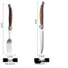 Western-Style Steak Knife and Fork Set with Retro High-End Wooden Handles.