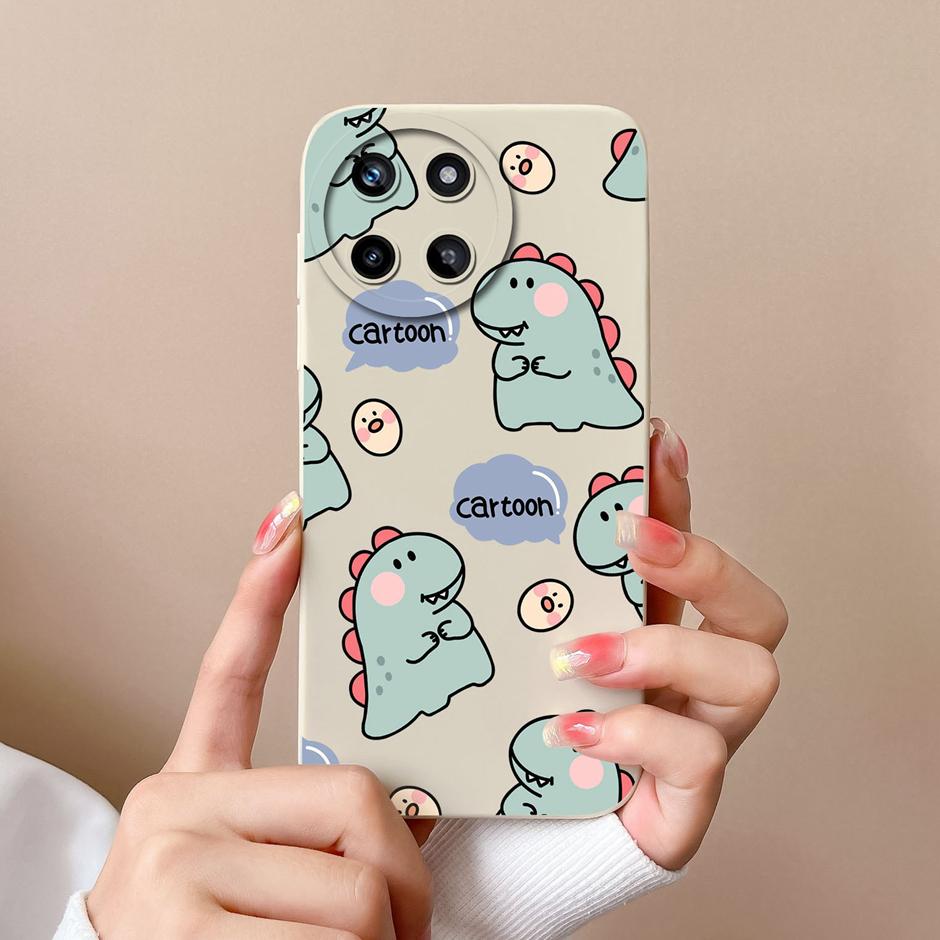 

For OPPO Realme 11 4G Phone Case Cute Dinosaur Cartoon Style Liquid Silicone Back Cover For Realme11 4G Matte Shockproof Shell Realme 11 4G