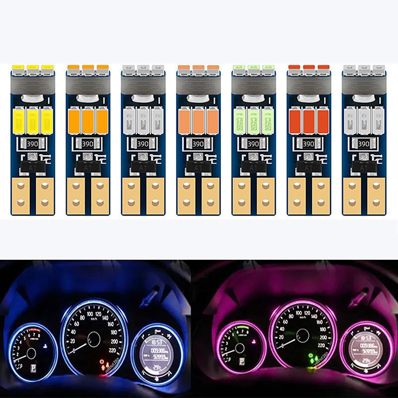 10Pcs Bright LED Bulbs T5 W3W W1.2W 70 73 74 Auto Dashboard Gauge Lamps Car Warning Indicator Instrument Cluster Light Lamps