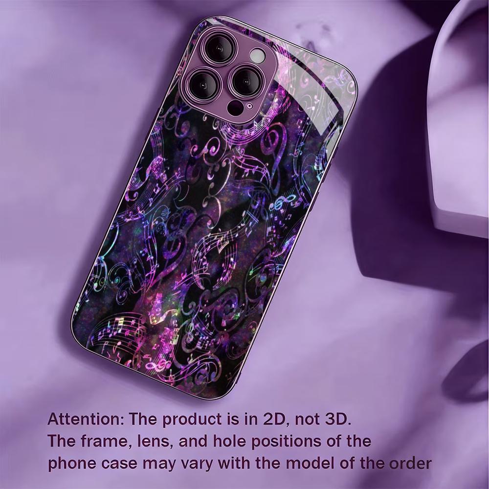 Purple Music Note Print for Iphone 17 Case Fashion for Coque Iphone Case Fundas Glass for iPhone 17 16 15 14 13 12 11pm Pro Plus
