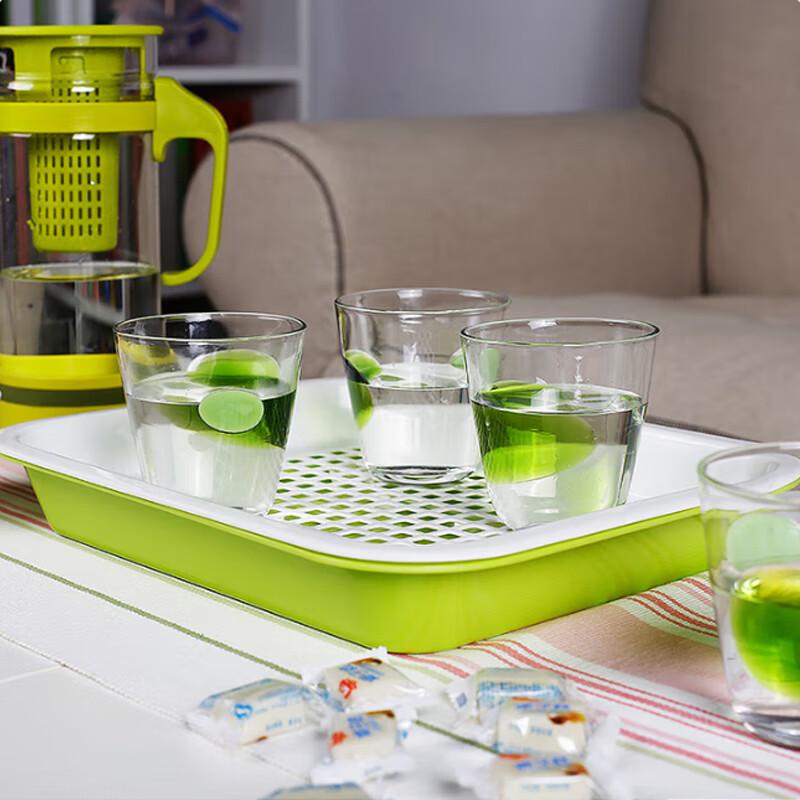 Camellia Double-Layer Plastic Tea Tray Set