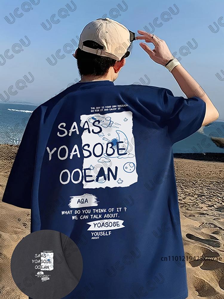 

Summer New Men s Letter Print Cotton T-shirts American Trend Short Sleeve Round Neck Tees Casual Male Clothes Oversized Tops 4XL