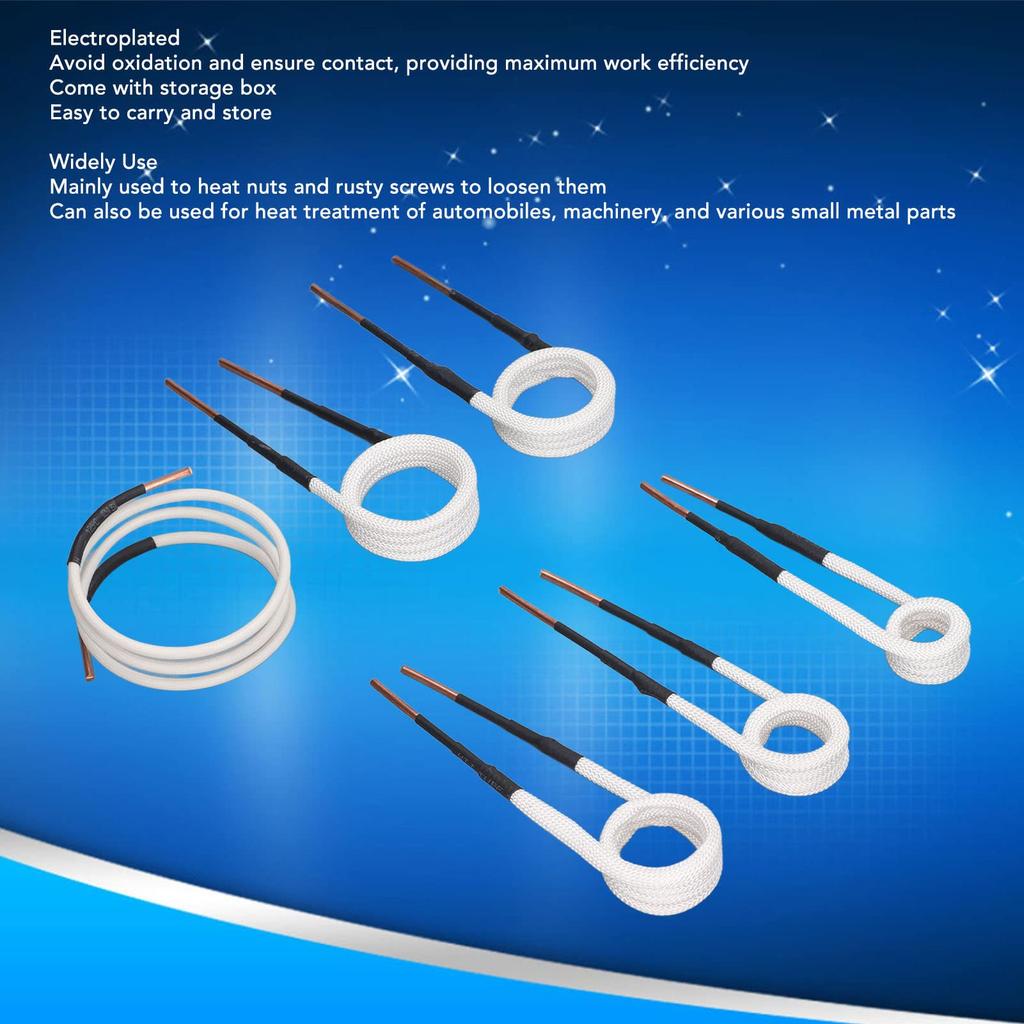 6-teiliges Induktionsheizspulen-Kit mit losen rostigen Muttern für 3mm Messing 20, 25, 30, 35 und 40mm Induktionsheizdraht