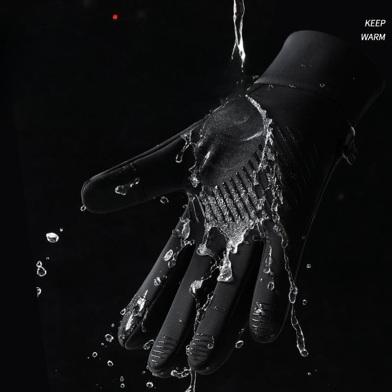 Outdoor Cycling Sports Gloves for Men Windproof Waterproof Fleece  Warm  Touch Screen Zipper Gloves for Autumn and Winter