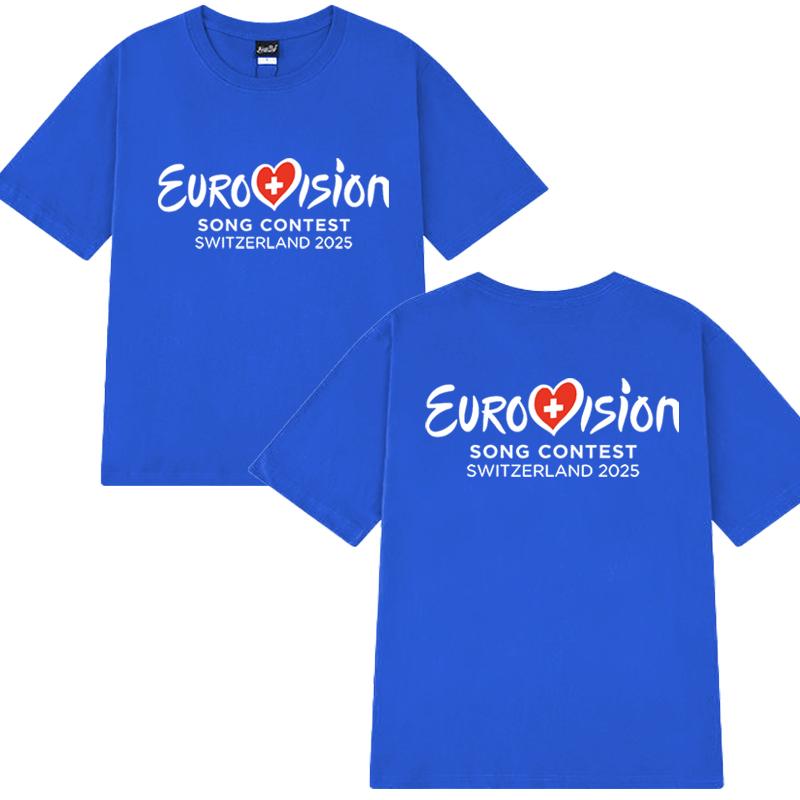Ny i Eurovision 2025 T-shirt Eurovision Song tryckt T-shirt Män Kvinnor Mode Y2k kortärmade T-shirts Unisex Bomullstoppar