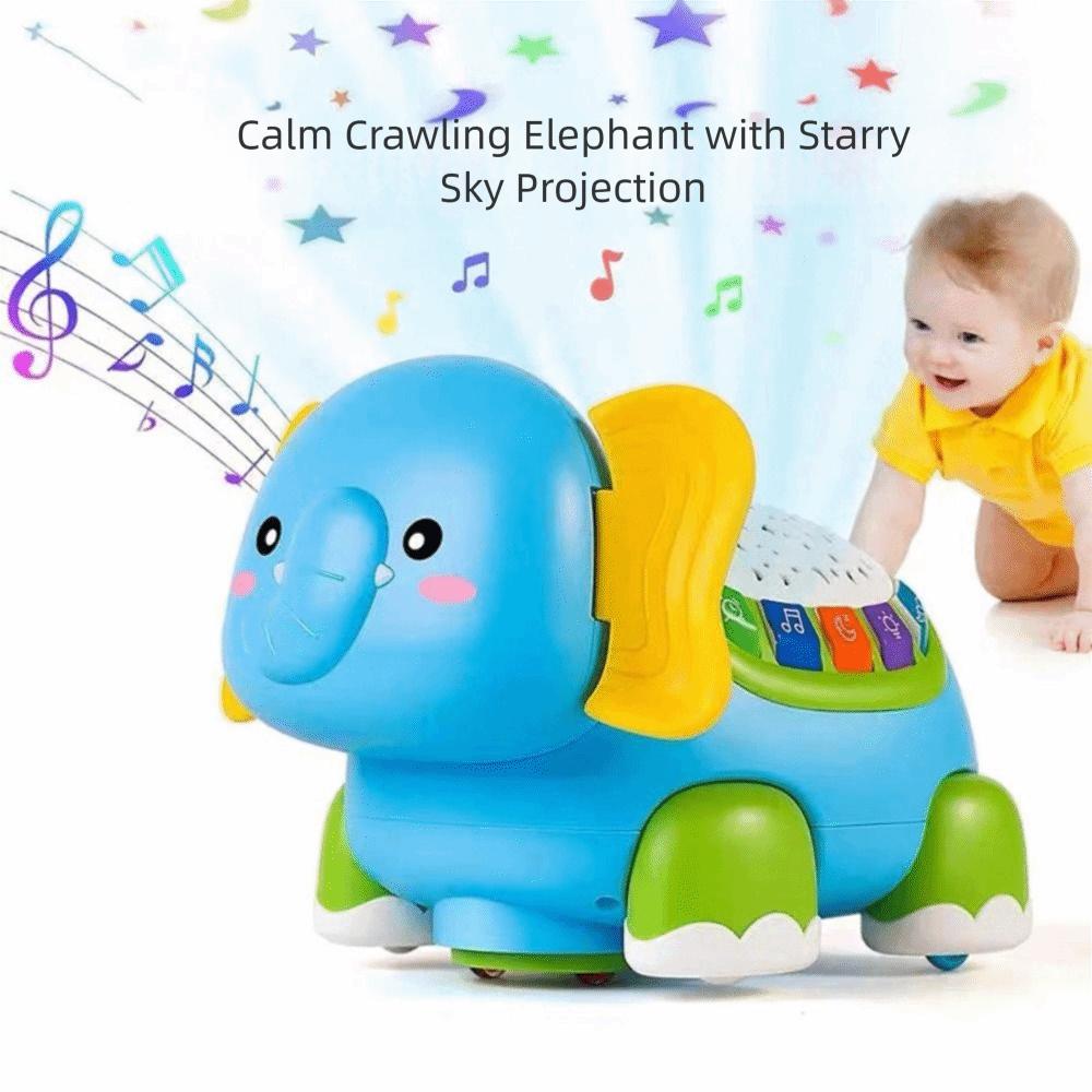 Colorful Light Up Crawling Elephant Timer Function Baby Crawling Toys Baby Development