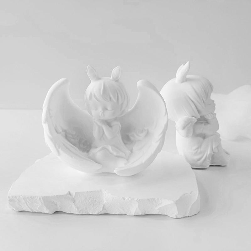 3D Angel Candle Mold Handmade Angel-Doll with Wing Silicone Mold For Soap Making For DIY Aromatherapy Plaster Decor