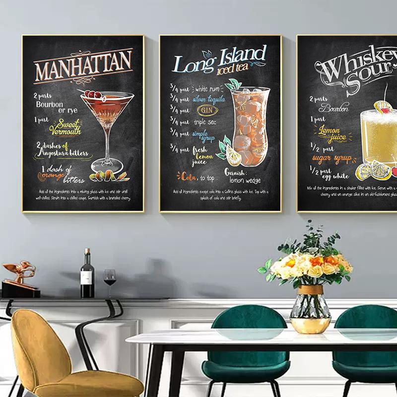 Abstrakte Bunte Neon Cocktail Getränk Poster Drucken Leinwand Und Malerei Wandbilr Für Bar Club Restaurant Küche Zimmer Kor