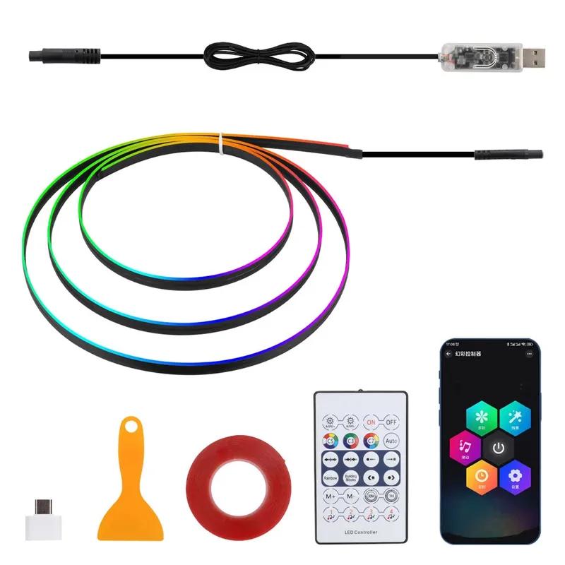 140/55.1inch Universal Car RGB Atmosphere Lamp LED Ambient Lights USB APP Remote Neon Light Strip Vehicle Decoration