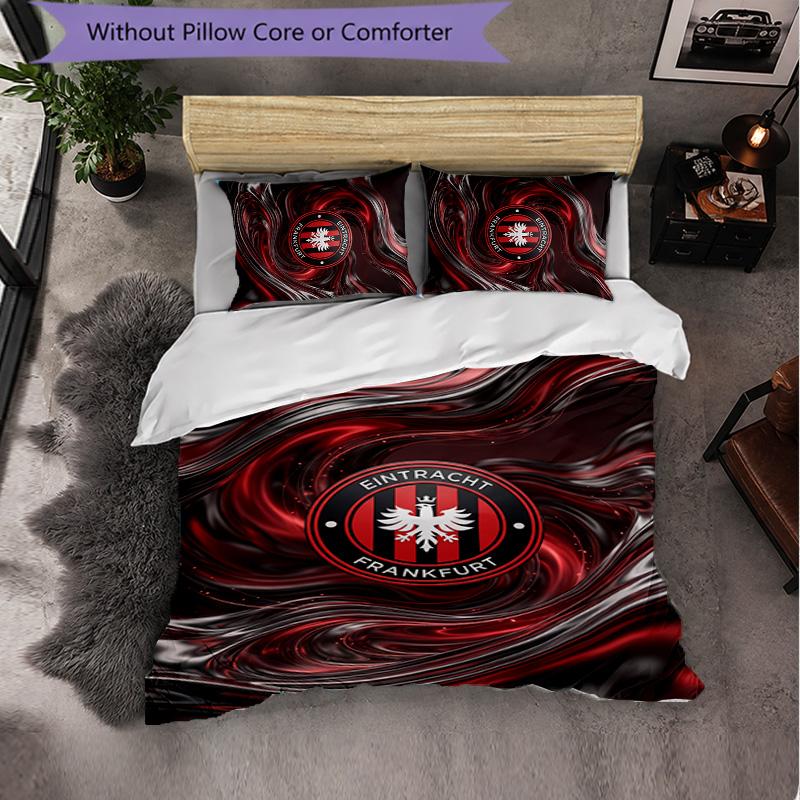 Eintracht Frankfurt Calcio Set Biancheria da Letto 3 Pezzi Morbido Copripiumino con Federe Set Decorazione Camera da Letto per la Casa