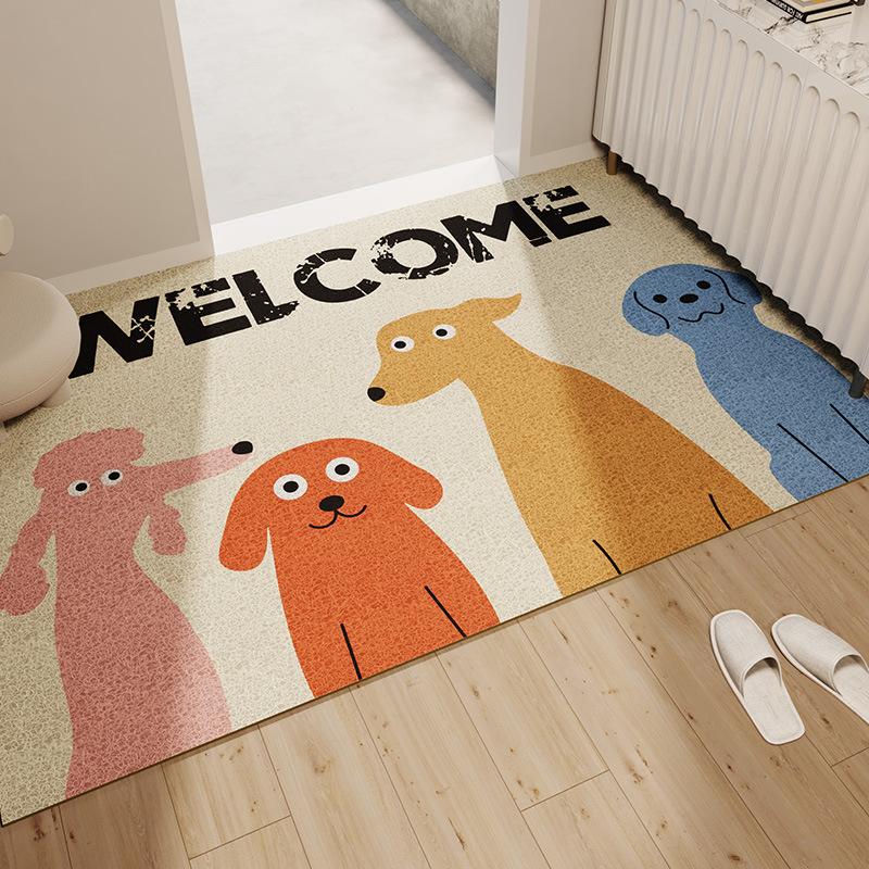 Cartoon Cute Silk Circle Floor Mat Household Entrance Door Entry Floor Mat Non-Slip Washable Floor Mat 40*60cm