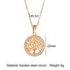 Damen Edelstahl Goldfarben Lebensbaum Halskette mit klarem Zirkonia rundem Anhänger Luxusschmuck Geschenk für Hochzeiten