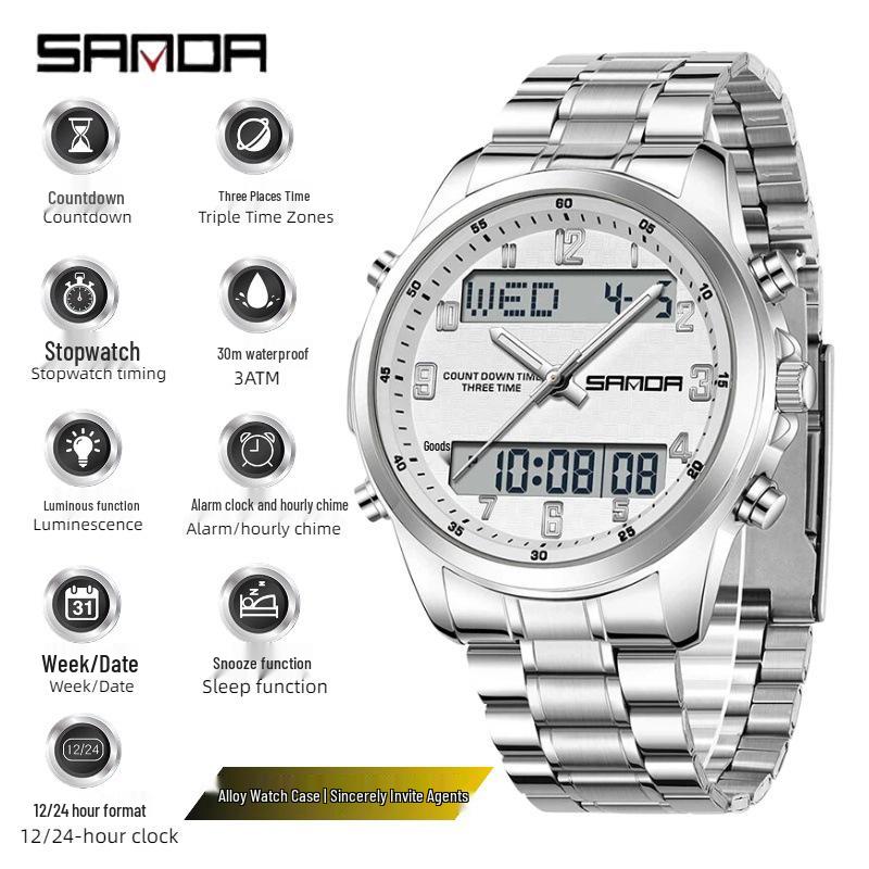 SAND Men's Multifunction Outdoor Sports Watch - 50M Waterproof, Luminous, with Snooze and Countdown Timer