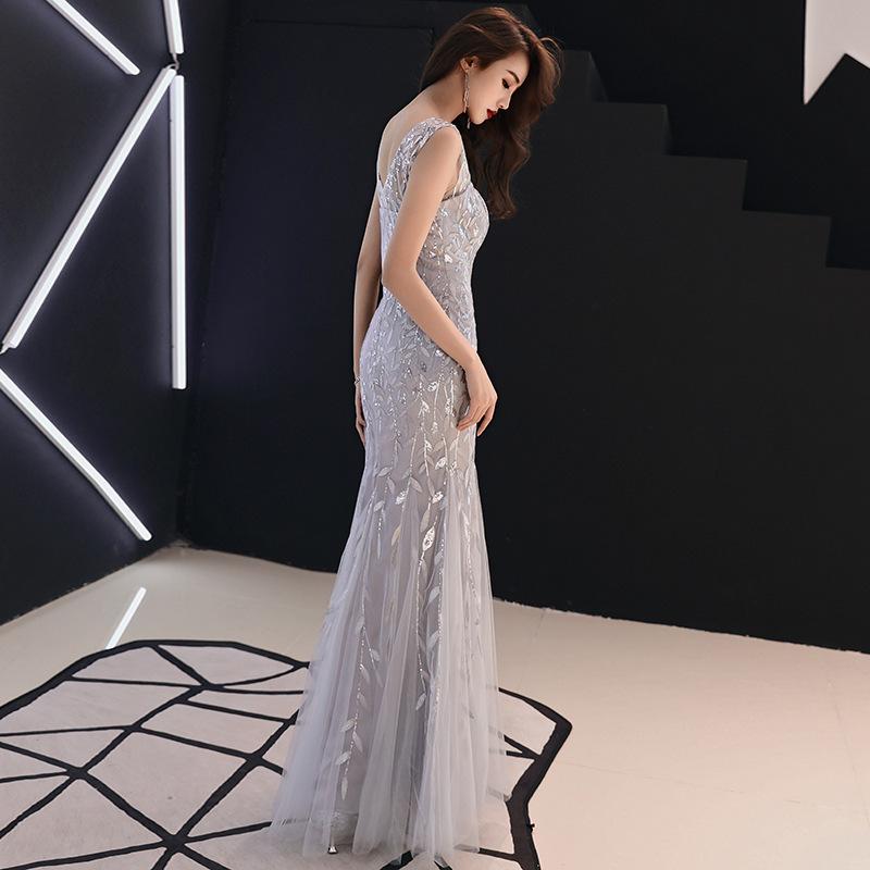 Banquet evening dress women's 1011 new noble celebrity temperament long slim fishtail host dress dress